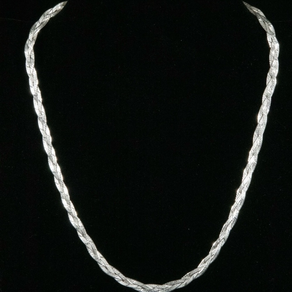 Braided Herringbone Chain 925 Sterling Silver 18 inches